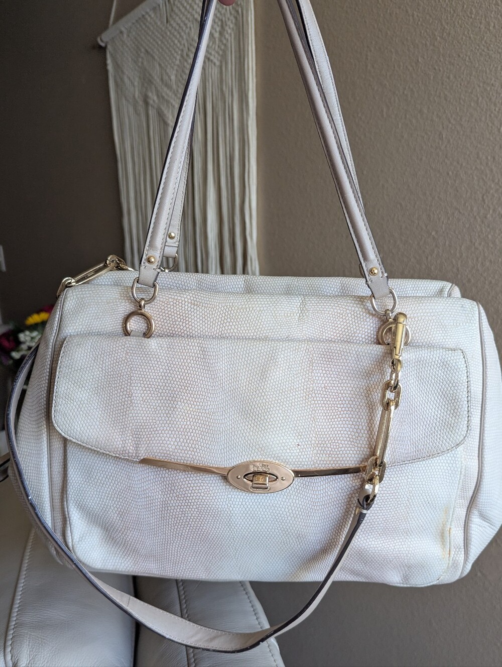Coach Madison Madeline Lizard Embossed Leather Satchel (Style No. 25236).